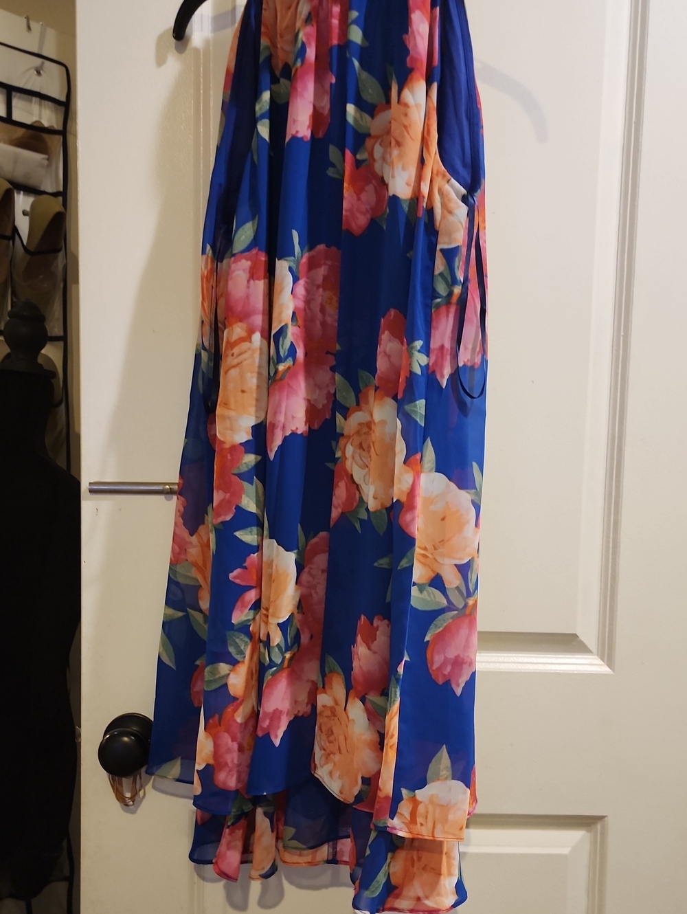 INC International Concepts Royal Blue High-Low Floral Halter Dress